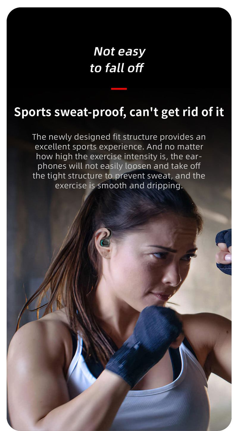 Nove TWS-F8 Bluetooth slušalice s dva uha, bežične slušalice s kukom za uši, digitalni zaslon, dugotrajne sportske i vanjske prijenosne slušalice_voghion.com