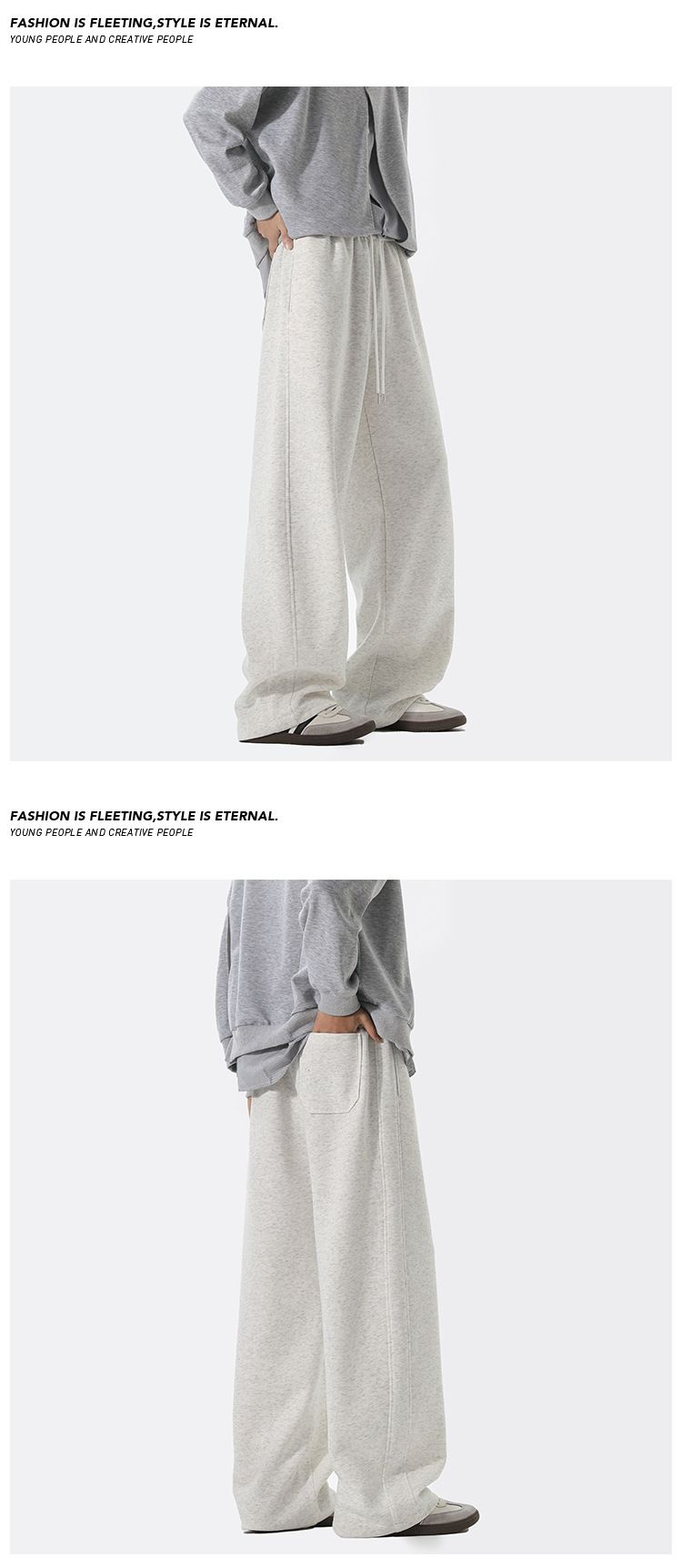 Men's High Street Cargo Pants - Retro Loose Fit Joggers With Wide Leg, Grey Sweatpants For Casual & Streetwear_voghion.com