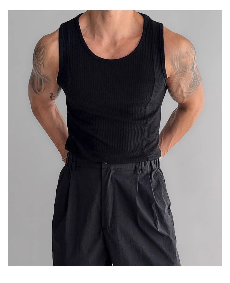 Herrenbekleidung Sommer Neue Weste aus Eisseide im Muskeldesign für Männer Enge, hochelastische, ärmellose T-Shirt-Weste_voghion.com