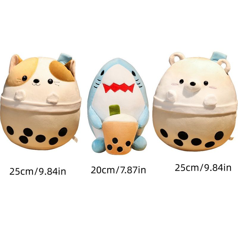 Boba Bubble Tea Cuddly Cup Squishmallow Plush Toy Cat Shark Bear_voghion.com