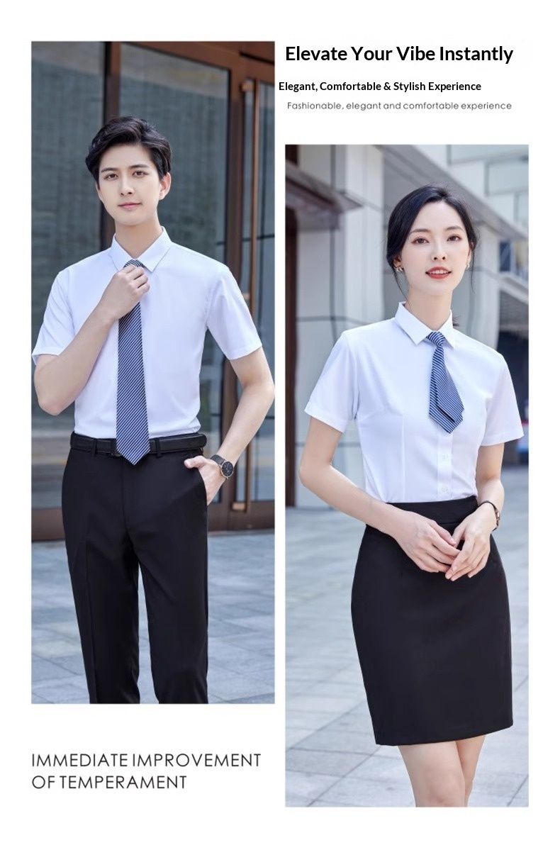 Pulse Pulse Bamboo Fiber Men's Professional Formal Slim Fit Non-Iron Business Shirt Short Sleeve Custom Workwear_voghion.com