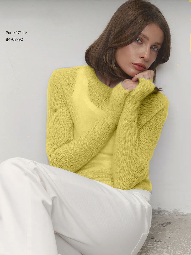 Maglia leggera da donna - Maglione oversize trasparente con scollo rotondo nei colori pastello (cachi, rosso, bordeaux, giallo, menta, azzurro, caramello, rosa)_voghion.com