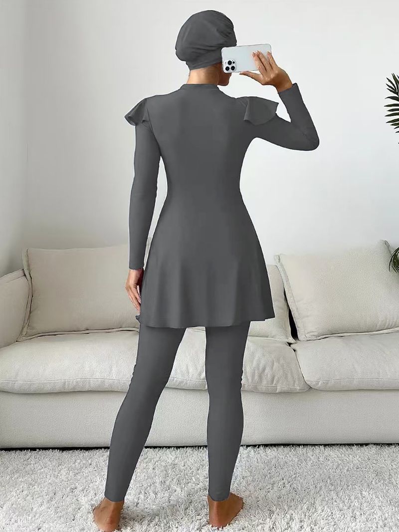 Damenbekleidung Schwimmrock Lange Badehose Zweiteiliger Anzug Große Größe Burkini_voghion.com