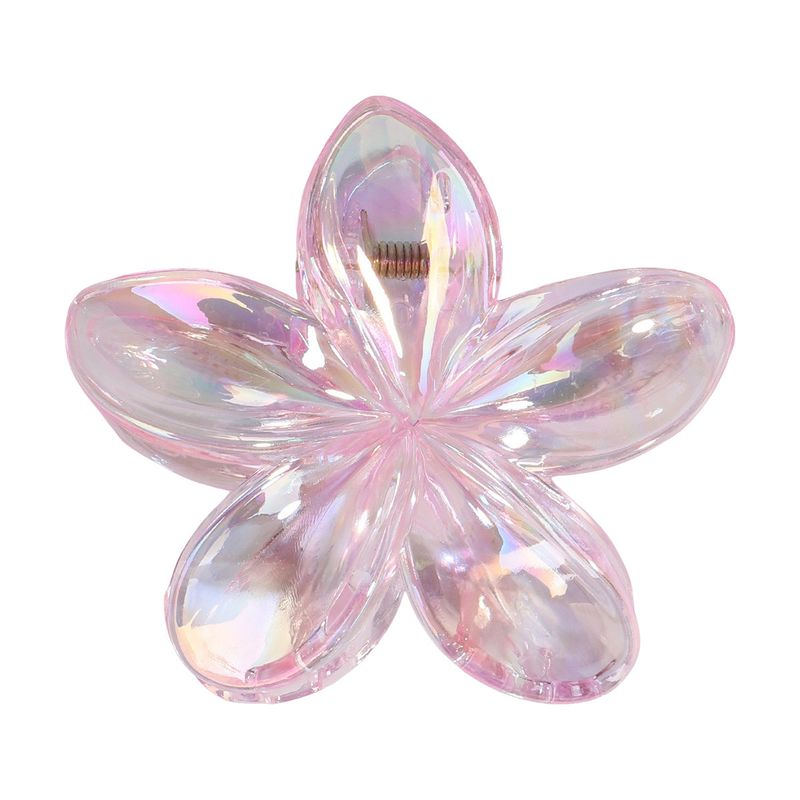 8CM Colorful Transparent Iridescent Plumeria Claw Clip - Unique Beach Vacation Style Laser Bauhinia Updo Clip_voghion.com