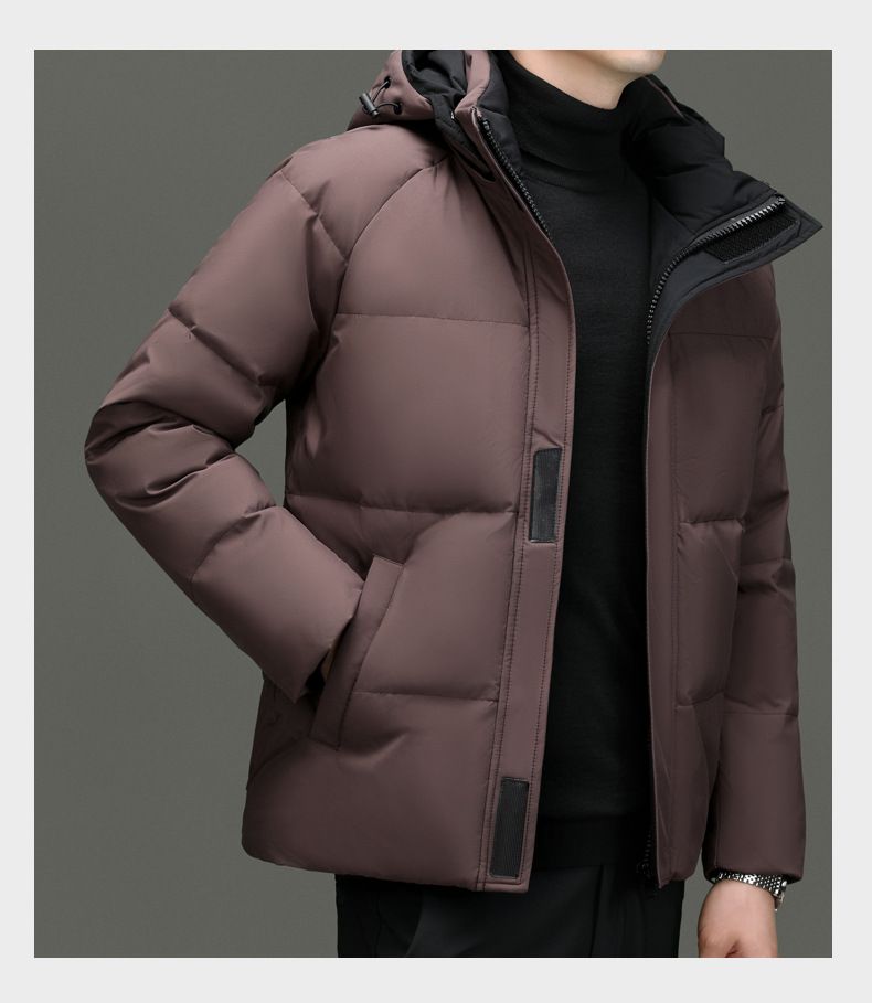 Men's Winter Hooded Down Jacket With Detachable Hood, 550 Fill Power White Duck Down, Windproof & Warm Coat For Youth, Black/Blue/Red_voghion.com