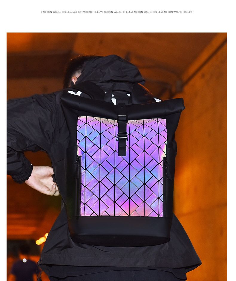 Unisex Waterproof Backpack With Roll Top – Lightweight Laptop Backpack For Travel, Commute & College – 35L Capacity, PU Material, Cushioned Straps_voghion.com