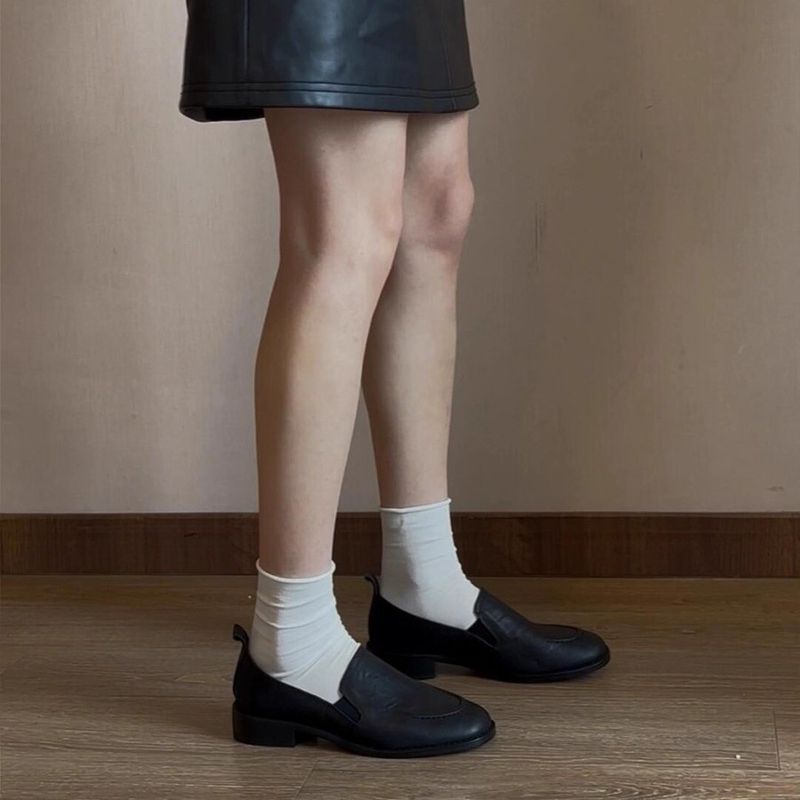 Sheepskin Version~ French Style Elegant Round Toe Chunky Heel Leg-Lengthening Shallow Mouth Single For Women Summer_voghion.com