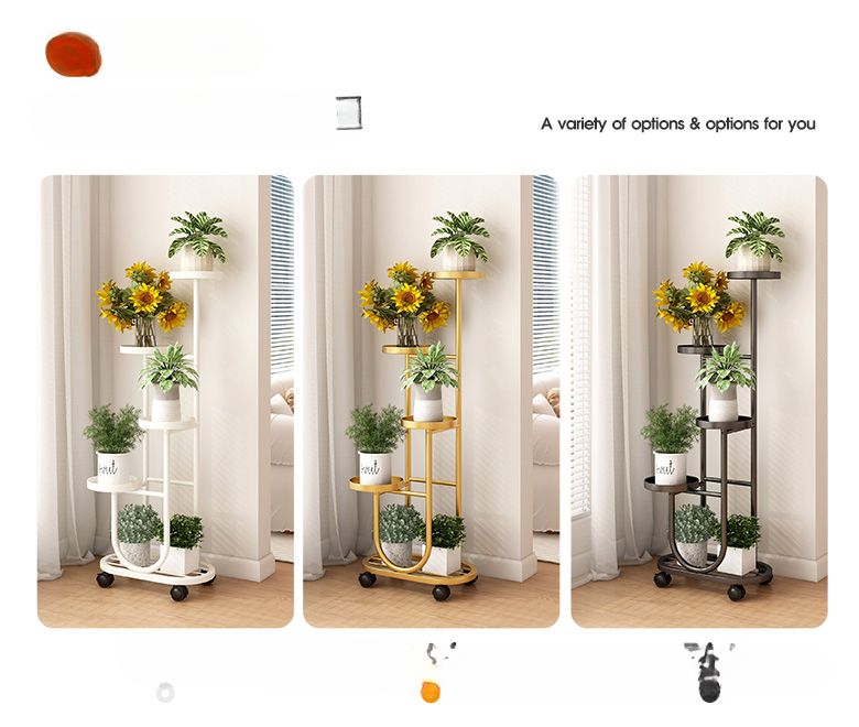 Living Room Floor-standing Movable Stand Balcony Plant Rack Iron Art Multi-layer Succulent Flower Pot Holder_voghion.com
