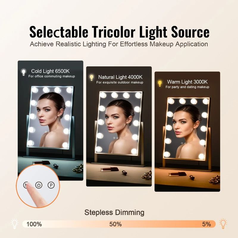 Magnification 16.1x11.8 With 5X Makeup Vanity Mirror In Hollywood Lights_voghion.com