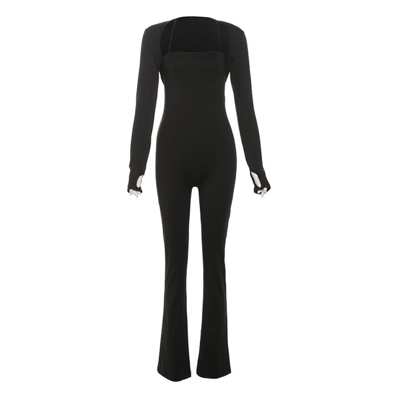 Tuta attillata a due pezzi, top a tubino tinta unita, tuta casual a maniche lunghe, moda invernale 2024 da donna_voghion.com