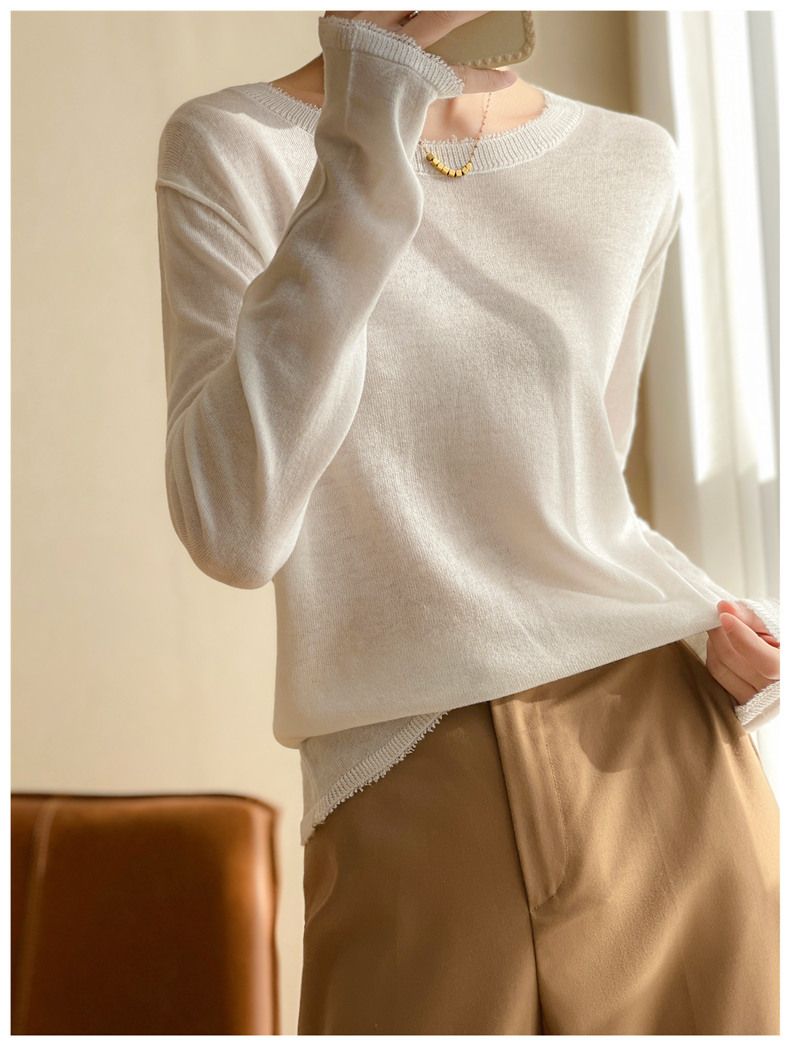 Elegant solid color ultra-fine for women's autumn winter new style knitted base thin, soft and skin friendly inner layer_voghion.com