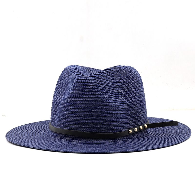 Hot Sale Summer new adjustable straw for men and women Fedora sun beach khaki jazz hat_voghion.com