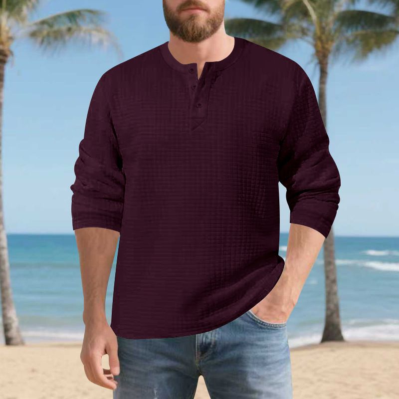 "Herren-Jacquardhemd in schwerer Qualität – Retro-Button-Down-Langarmhemd für Herbst & Winter – Weiß/Marineblau/Schwarz/Burgunderrot/Armeegrün/Khaki/Dunkelgrau"_voghion.com