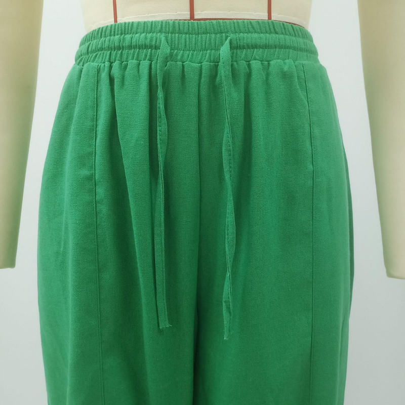 New European and American Casual Set Solid Color Polo Collar Long Sleeve Shirt Top Harlan Pants Two Piece Set_voghion.com