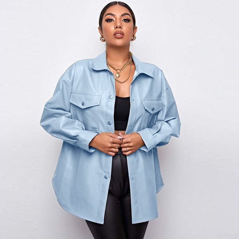 Winter Black Leather Jacket Women Winter Long Women's Moto Biker Zipper Jacket Streetwear Haruku Y2K Loose Women's Coat_voghion.com