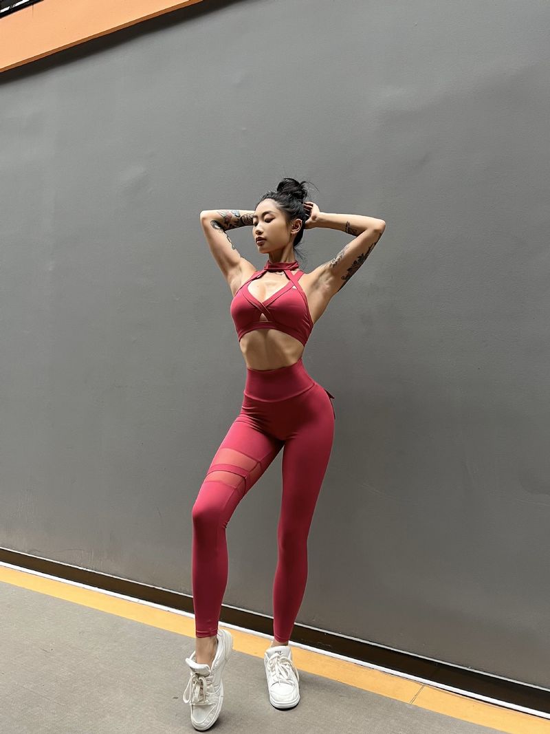 Women's clothing hip-lifting fitness pants for women in summer elastic tight sports high waist running outerwear stitching yoga pants_voghion.com