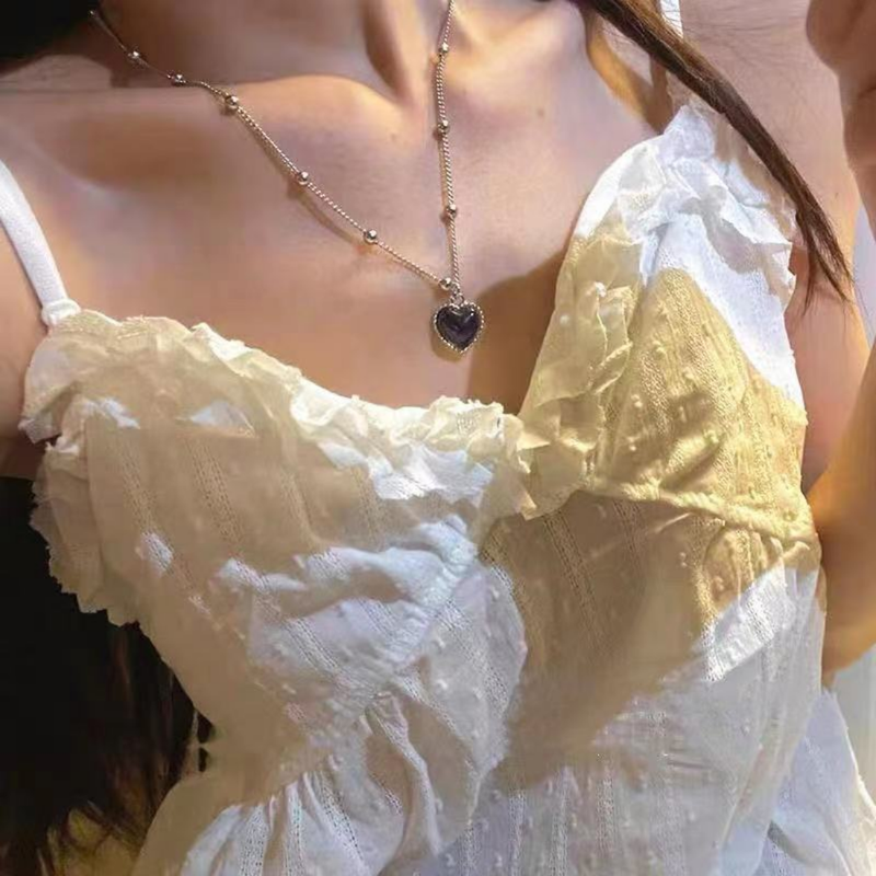 Hot sales New fashionable heart-shaped pendant necklace, color changing_voghion.com