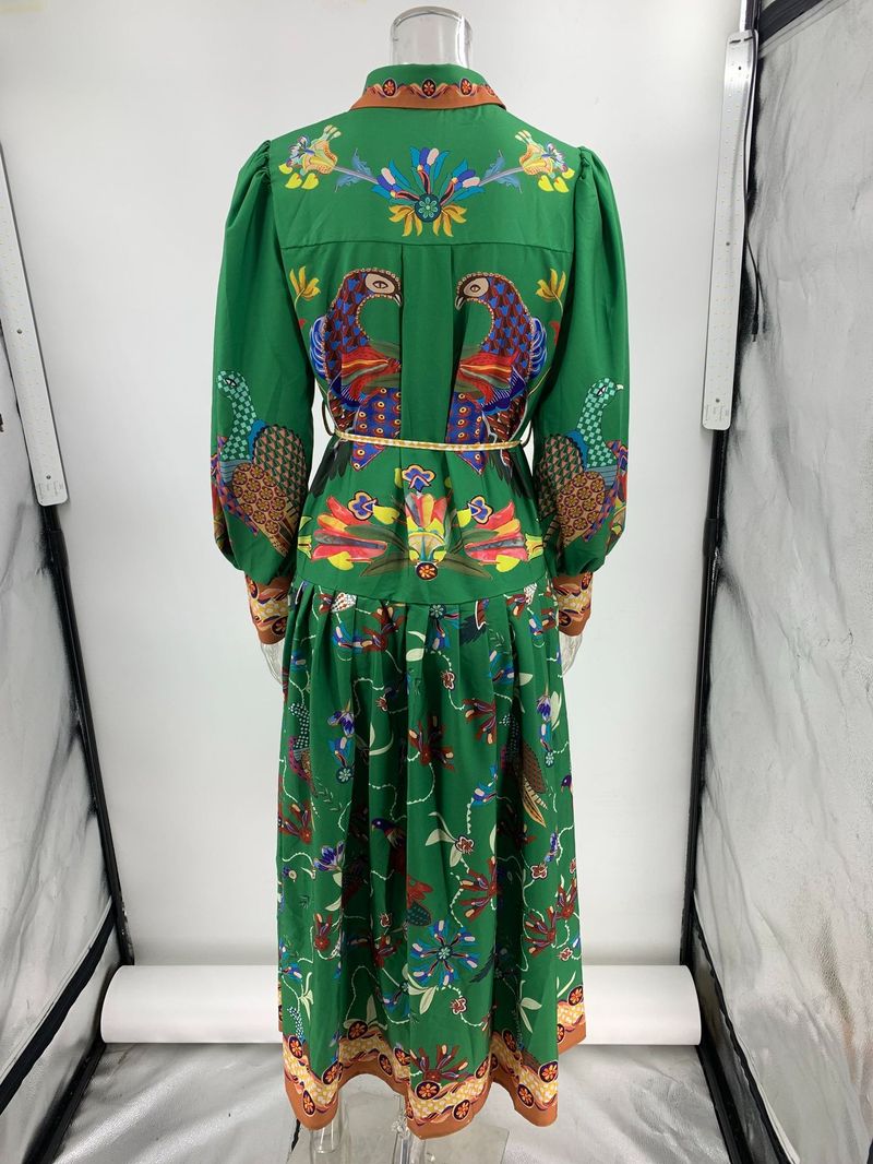 Abito da donna a maniche lunghe con stampa cardigan alla moda_voghion.com