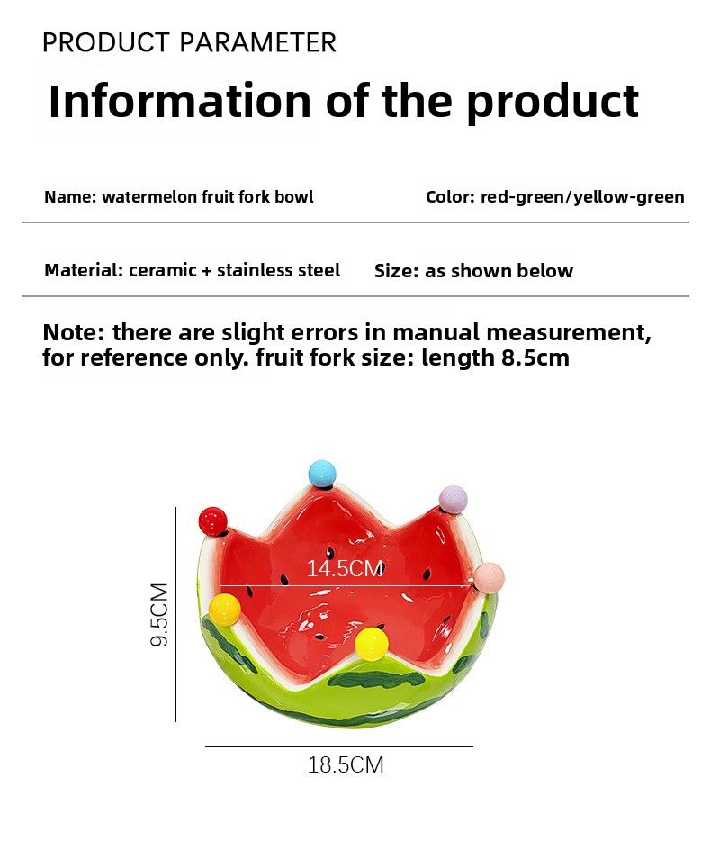Watermelon Creative Ceramic Fork Set Large Capacity Living Room Coffee Table Fruit Bowl Plate Cute Small Ornament_voghion.com