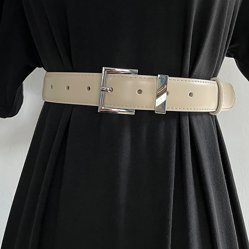 23 novih minimalističnih preprostih novih srebrnih zaponk iz kravje kože za ženske mehak pas iz pravega usnja kavbojke črn pas za ženske_voghion.com