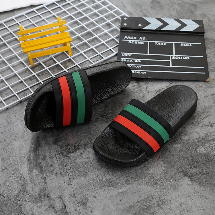 Summer Striped Home Non-slip Slippers Women's Indoor Flip Flops New Fashion three-bar sandals factory direct sales_voghion.com