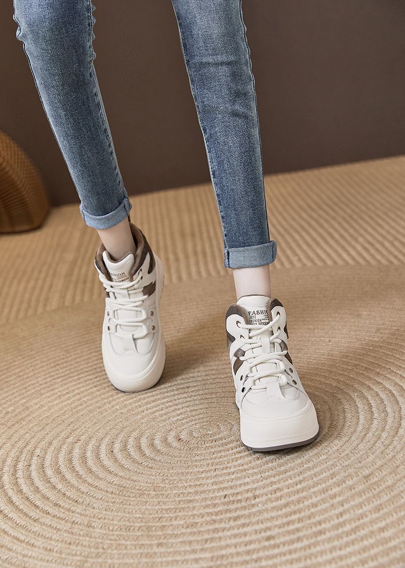 Scarpe invernali alte da donna bianche, scarpe casual invernali alte in velluto da donna, moda ispessente Hundred And One_voghion.com