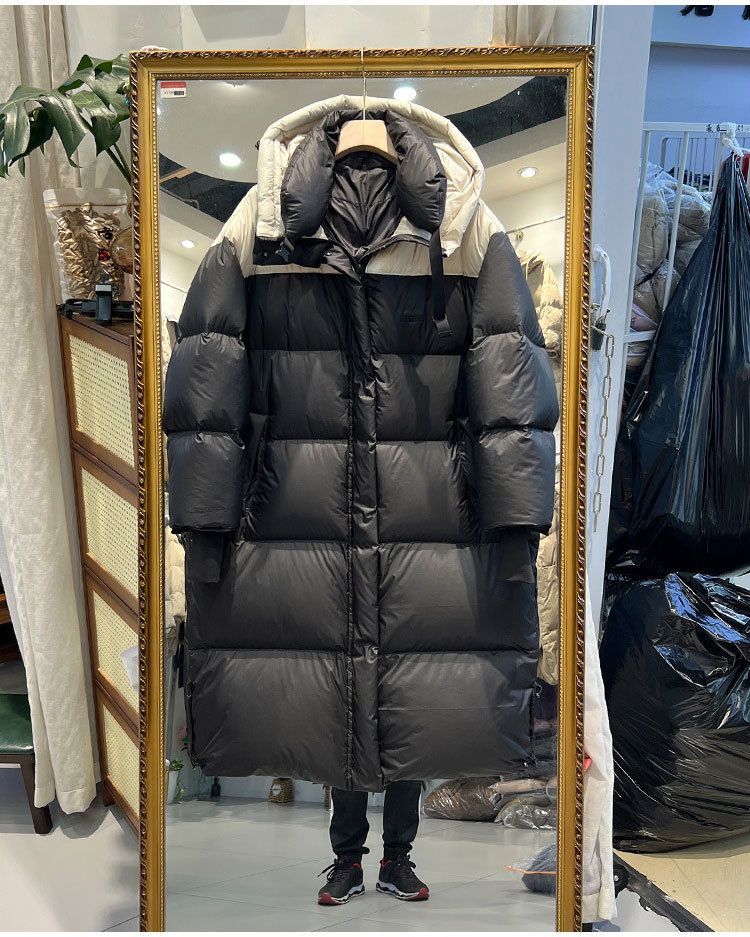 Women's Short Puffer Jacket With Color Block Design, Lightweight Hooded Winter Coat, Warm Duck Down Filling, Casual Streetwear For Petite_voghion.com