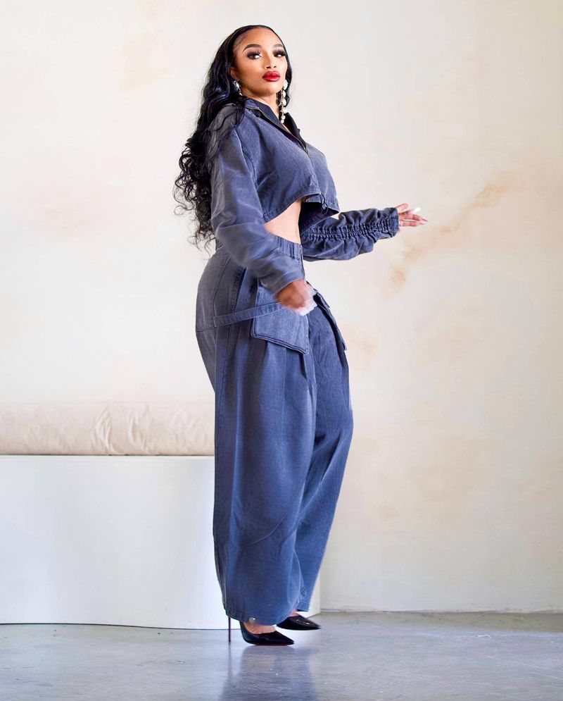 Dametøj Mode Retro Brede Ben Løse Heavy Duty Denim Todelt jakkesæt Dametøj_voghion.com