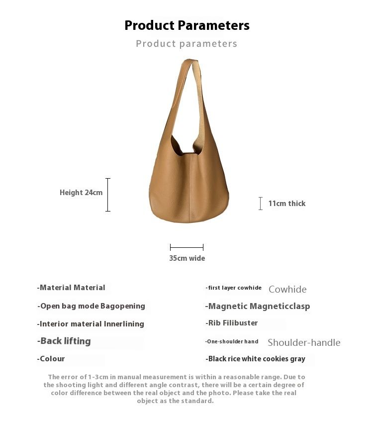 Large capacity soft casual commuting tote 2024 new genuine leather women's niche bucket single shoulder large bag_voghion.com