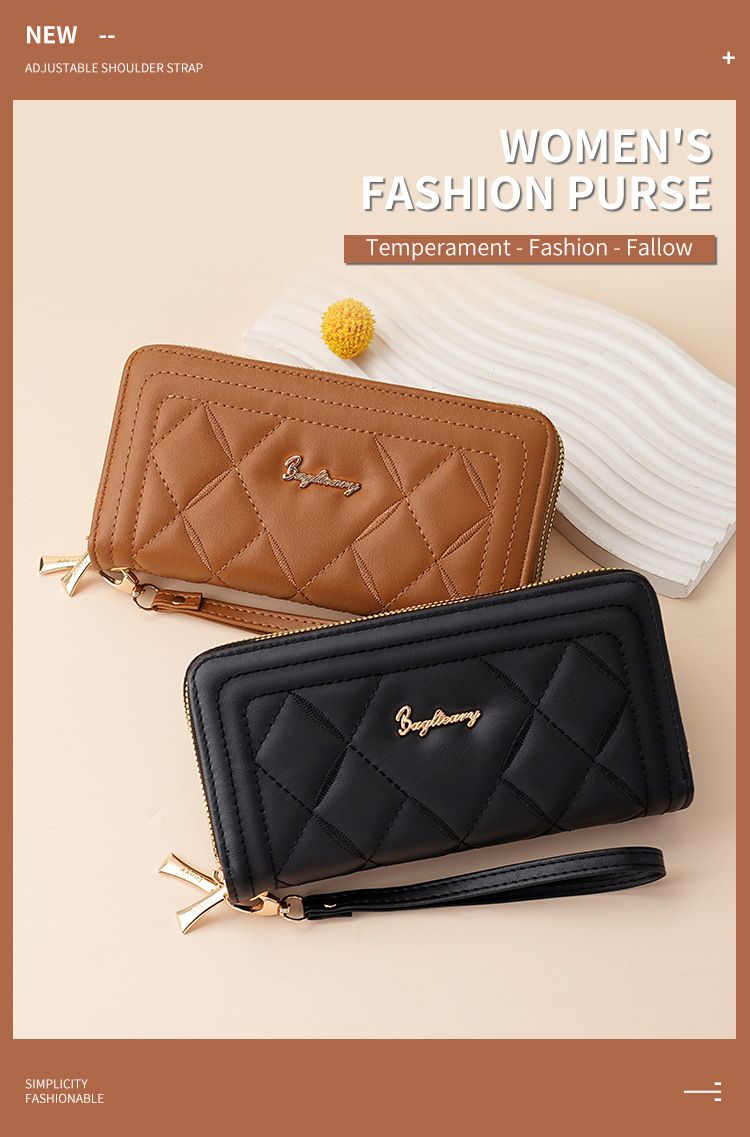 Women's Long Wallet Rhombus Clutch Multifunctional Mobile Phone Change Bag Wallet_voghion.com
