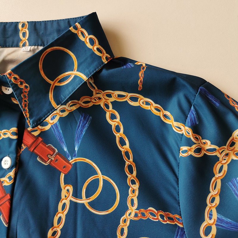 Abito da donna di grandi dimensioni con stampa a catena in pizzo, alla moda, attillato, adatto per il pendolarismo_voghion.com