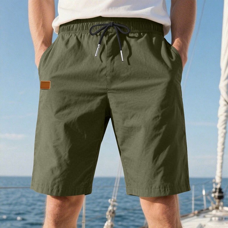 Pantalones de playa para hombre, de verano, informales, ligeros y lujosos, de cinco puntos, con cordón cruzado, talla grande_voghion.com