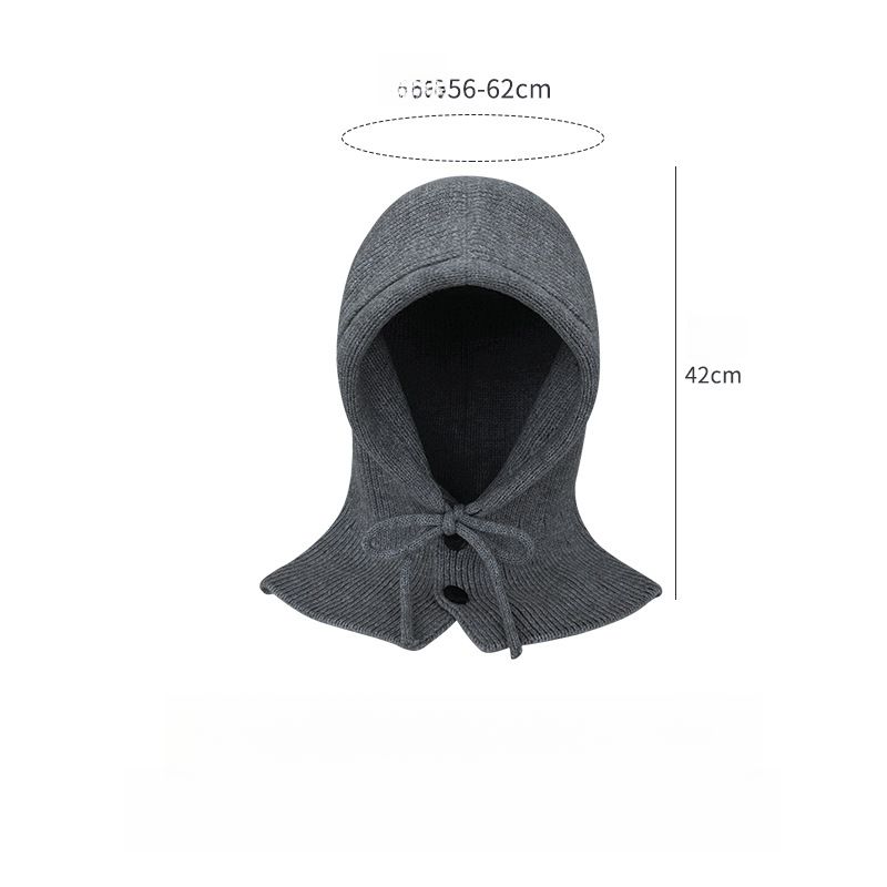 Cappello passamontagna coreano da donna, invernale, caldo, con cappuccio, sciarpa, cappello in lana lavorato a maglia integrato, protezione per le orecchie, cappello pullover_voghion.com