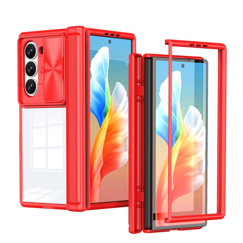 Caurspīdīgs telefona maciņš ar eņģu aizsardzību Samsung Z Fold 6 5 Fold6 Fold5 5G triecienizturīgs caurspīdīgs akrila aizsargs_voghion.com