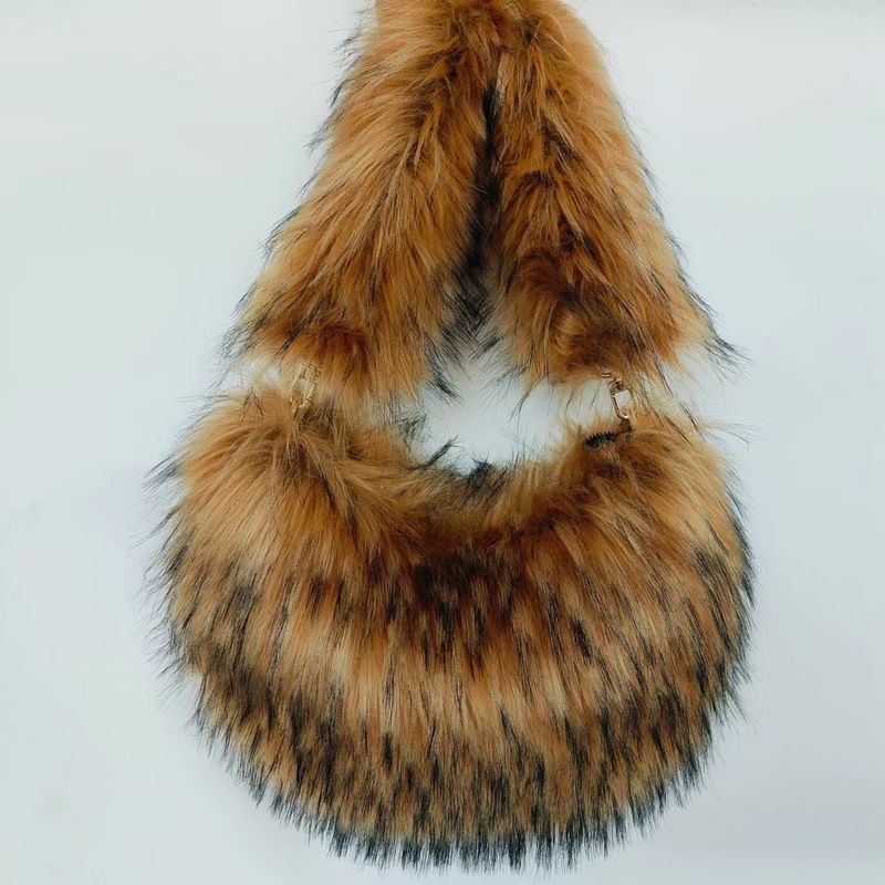 Faux Fur Handbag For Women - Y2K Retro Style Fluffy Cloud Bag With Zipper Closure, Multi-Pocket Design, 9 Color Options_voghion.com