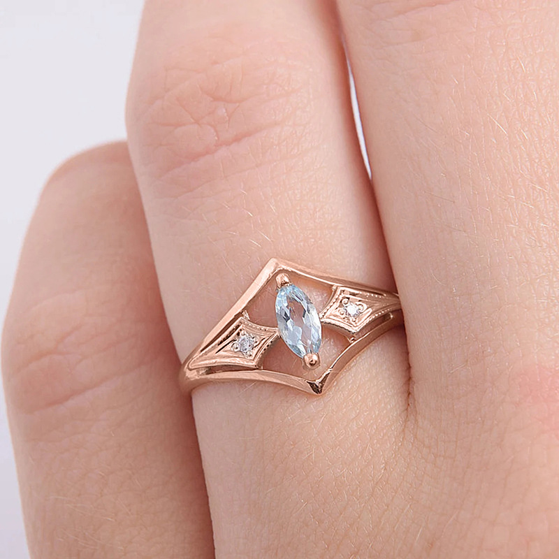 Cao Shis bästsäljande ringar med hästöga zirkon V-formad ring, ring i klassisk diamantstil_voghion.com
