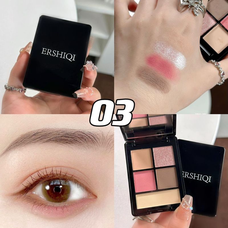 Fard à paupières exclusif de haut niveau 5 couleurs mat fin flash poudre haute brillance blush affichage couleur assiette quotidienne pour filles_voghion.com