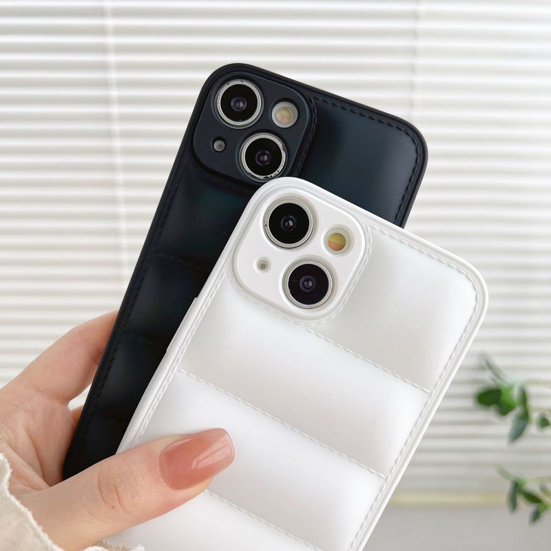 Suitable for iPhone 14 promax mobile phone case 15 Pro down jacket 11 air bag drop resistant 13 simple soft shell couple x_voghion.com