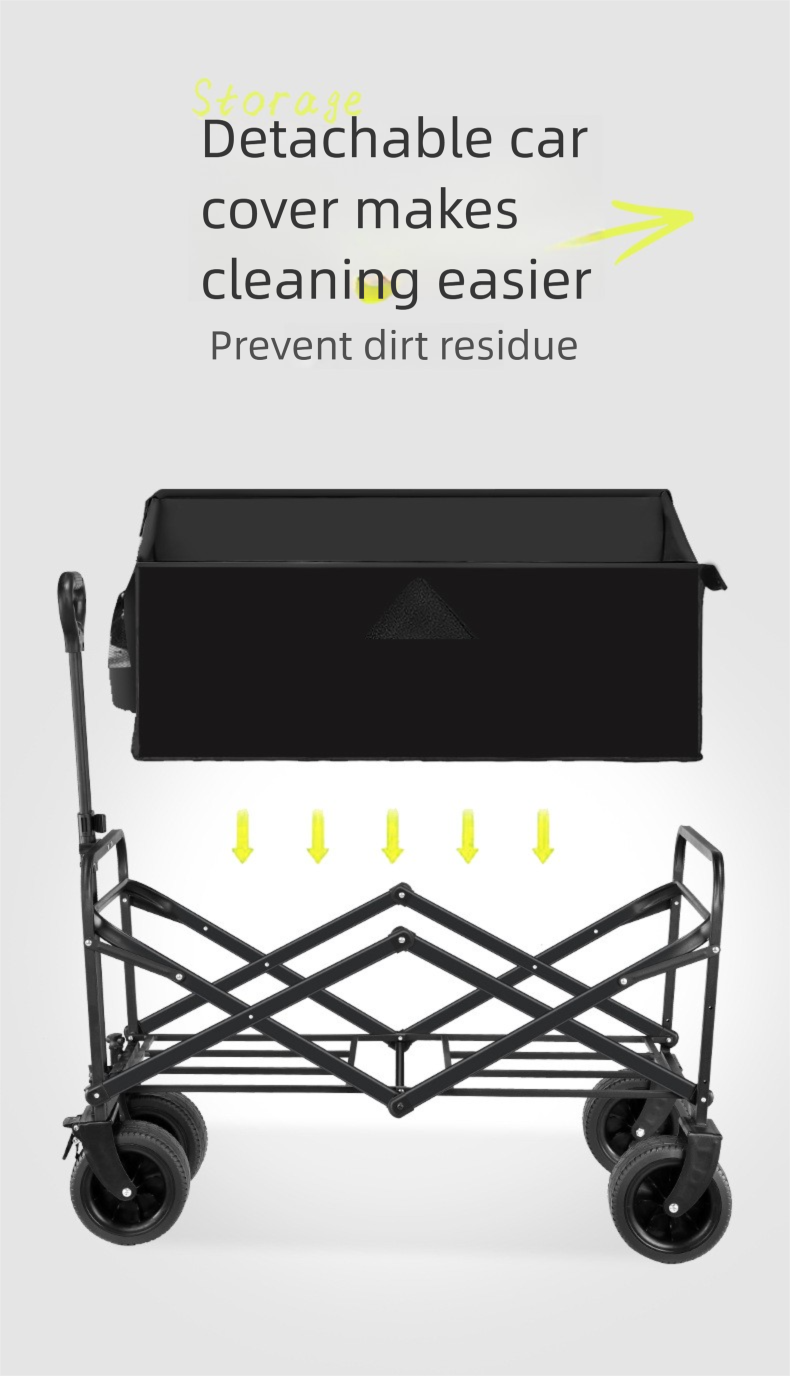 Outdoor Folding Portable Stall Camping Campsite Pull Cart_voghion.com