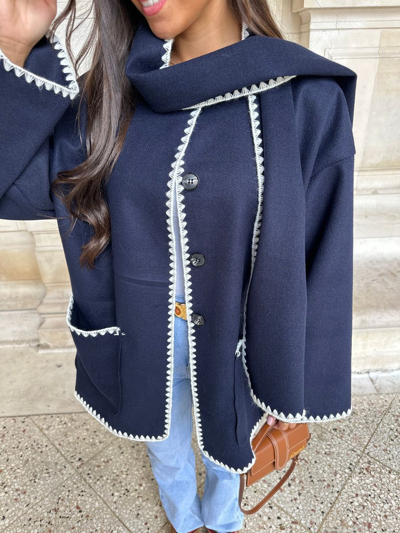 Moud Kontrastfaarf Schal Wolljacket Hierscht a Wanter_voghion.com