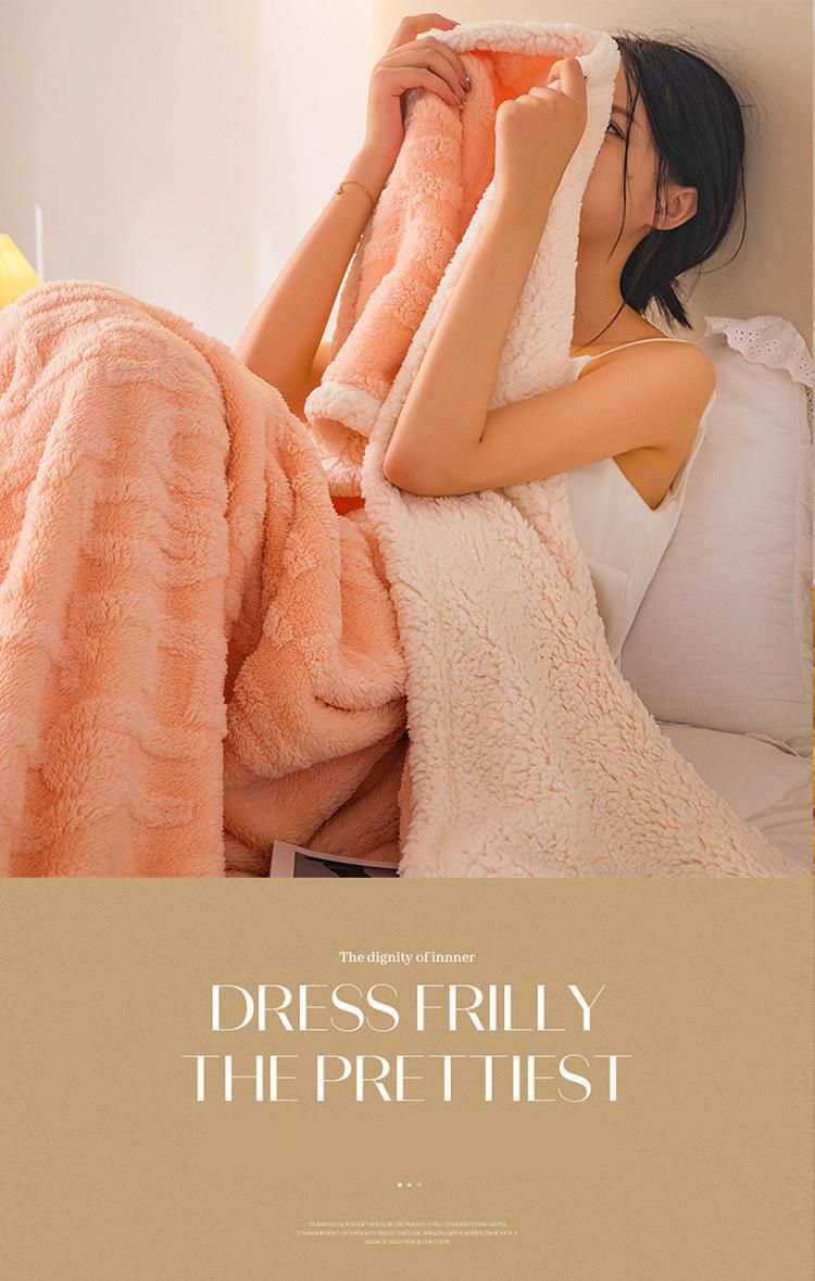 2025 Letter Pattern Taffeta Lamb Wool Thickened Multi-Functional Autumn Winter Throw Double-Sided Fleece Solid Color Nap_voghion.com