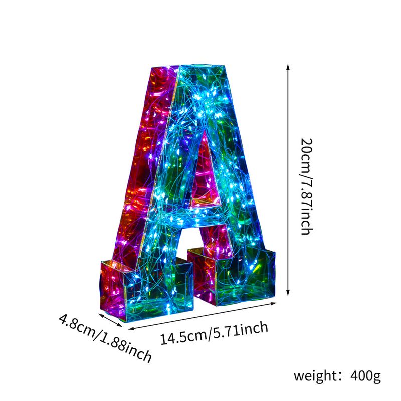 Iridescent Letter A Lantern Ornament Handmade Creative Gift Mother's Day Daughter's Room LED Decoration_voghion.com
