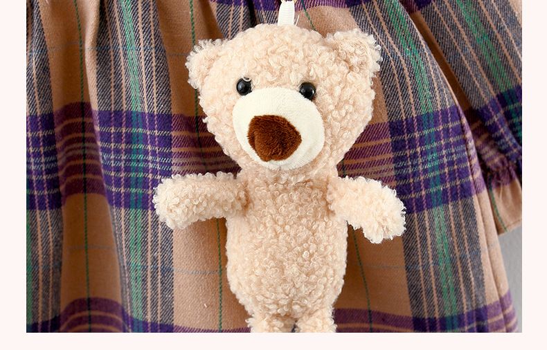 2810 gonna per bambini versione coreana alla moda grande colletto per bambola con bocca chiusa manica lunga plaid orso_voghion.com
