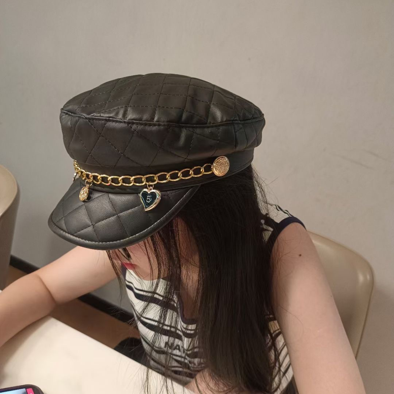 Xiaoxiangfeng classico diamante griglia modello blu navy alla moda personalità britannica moda catena 5 caratteri amore newsboy_voghion.com