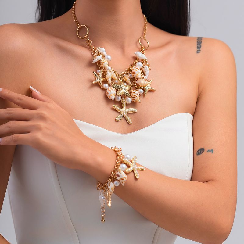 Jewelry Ocean Vacation Style Bracelet Set New Beach Starfish Shell Necklace For Women_voghion.com