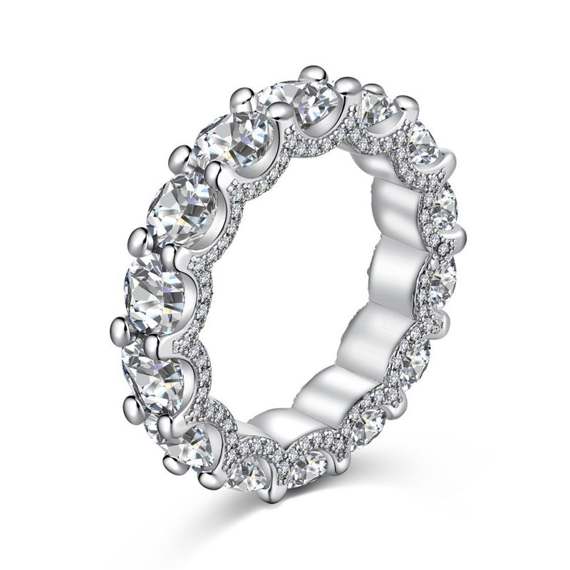 Puur zilver voor dames met ingelegde diamanten, volledige enkelvoudige hiphopring met sprankelende diamanten, zirkoniaring_voghion.com