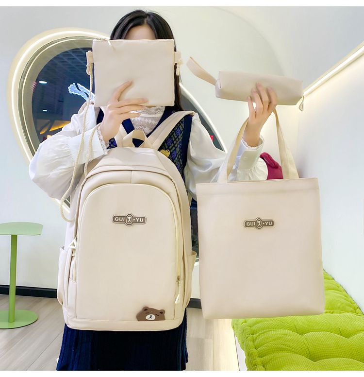 Kids Backpacks New Solid Color Letter Ins Style Junior High School Student Backpack Street Fashion Outdoor Backpack_voghion.com