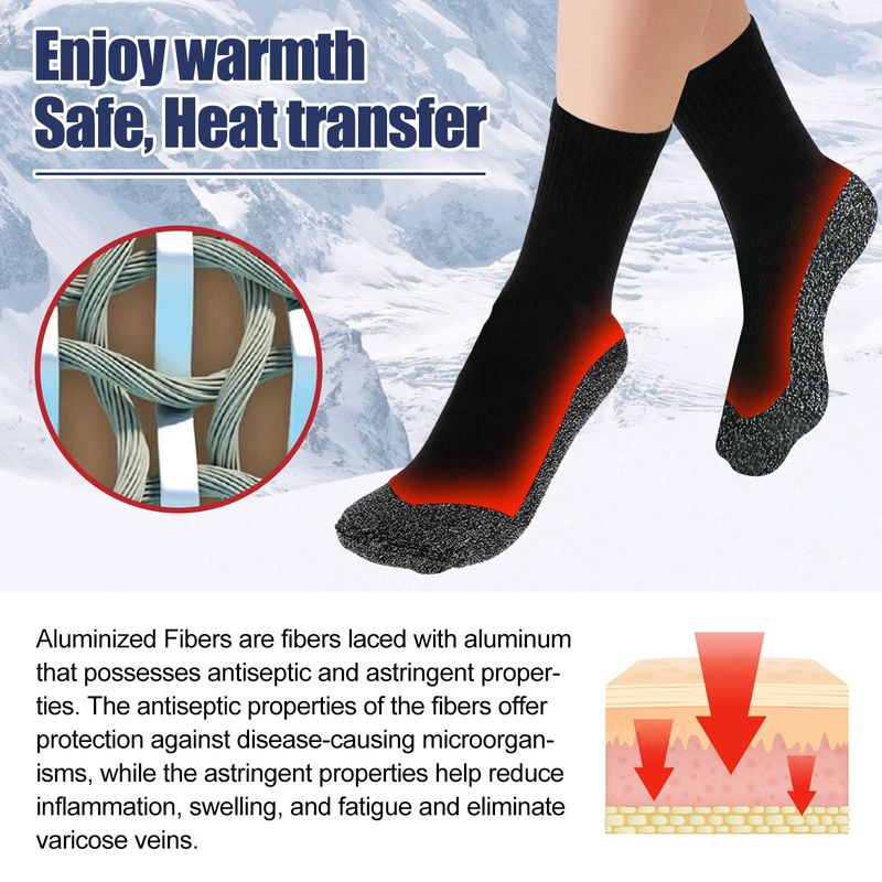 Pure South Moon 35 Degree Aluminized Fiber Heating Socks Relieve Veins Self-Heating Constant Temperature Comfortable Warm_voghion.com