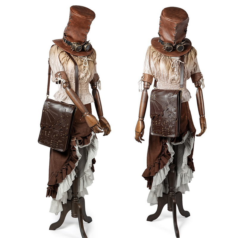 Steampunk Retro Gear Backpack Women's Schoolbag Shoulder Crossbody Bag_voghion.com