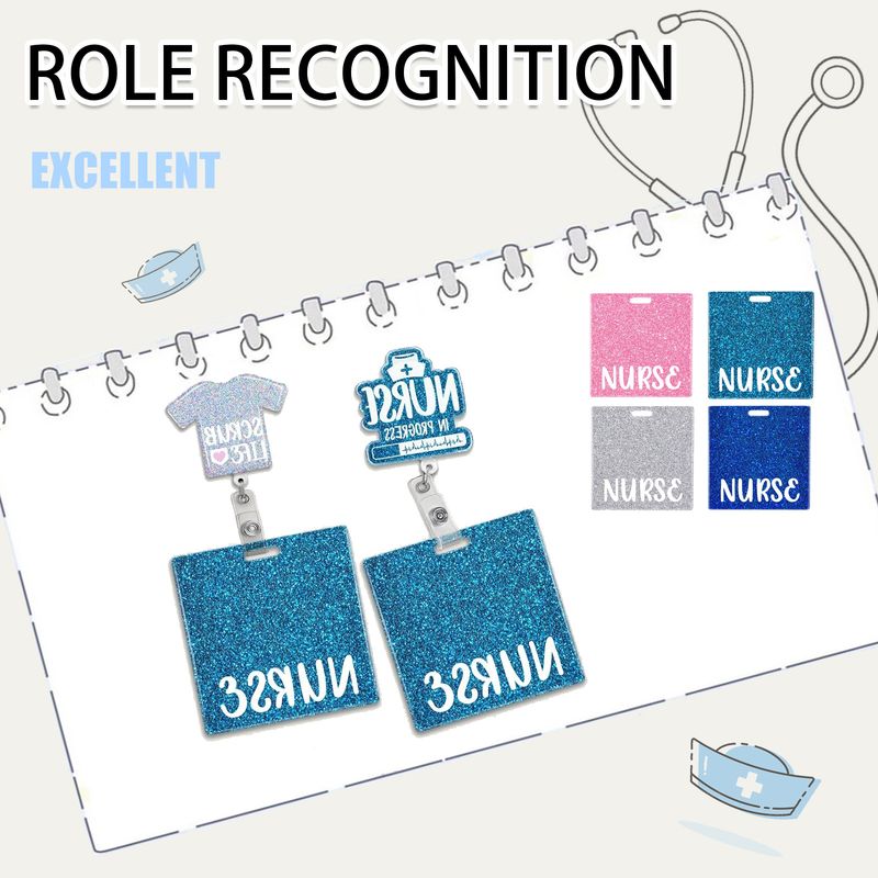 Rechizite de birou Acrilic cu sclipici Insigna de medic și asistentă ID Etichetă de recunoaștere a numelui Insigna spitalului Certificat de muncă_voghion.com